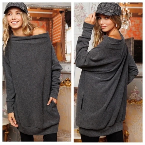 Boho chic Off Shoulder Long Sleeve Knit Dress - Picture 4 of 4